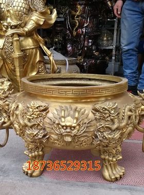 纯铜招财进宝香炉摆件