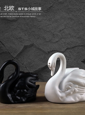 黑白情侣茶几电视柜树脂工艺品