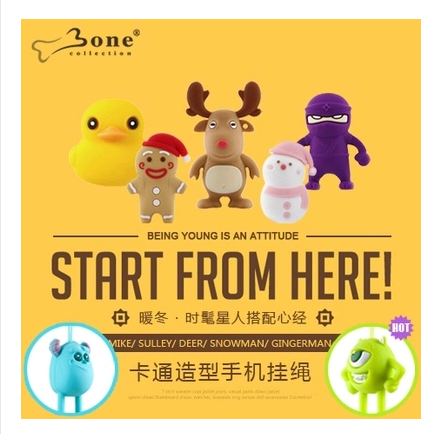 BONE 可愛矽膠 貓咪 鴨子忍者手機吊繩 手機掛繩 手機鏈
