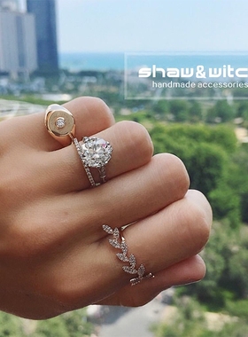 SW出品纯银镀金橄榄枝精致戒指