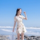 Mùa hè 2019 mới của phụ nữ thân hình thon thả dáng váy đi biển V-cổ in họa tiết đi biển bên bờ biển - váy đầm váy hoa váy đầm