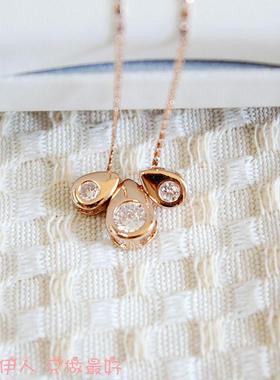 玫瑰金水滴防过敏气质款短链