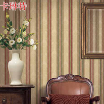 American non-woven fabric as old wallpaper European-style luxurious vertical stripe retro idylu garden bedroom living room background wall wallpaper