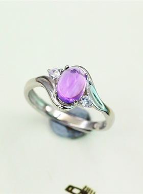 戒托s925纯银女士戒指碧玺琥珀