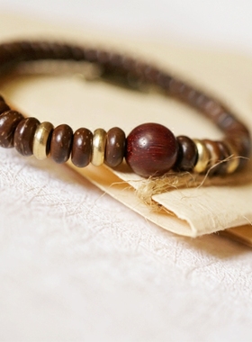 复古文艺原创椰壳手链男女情侣