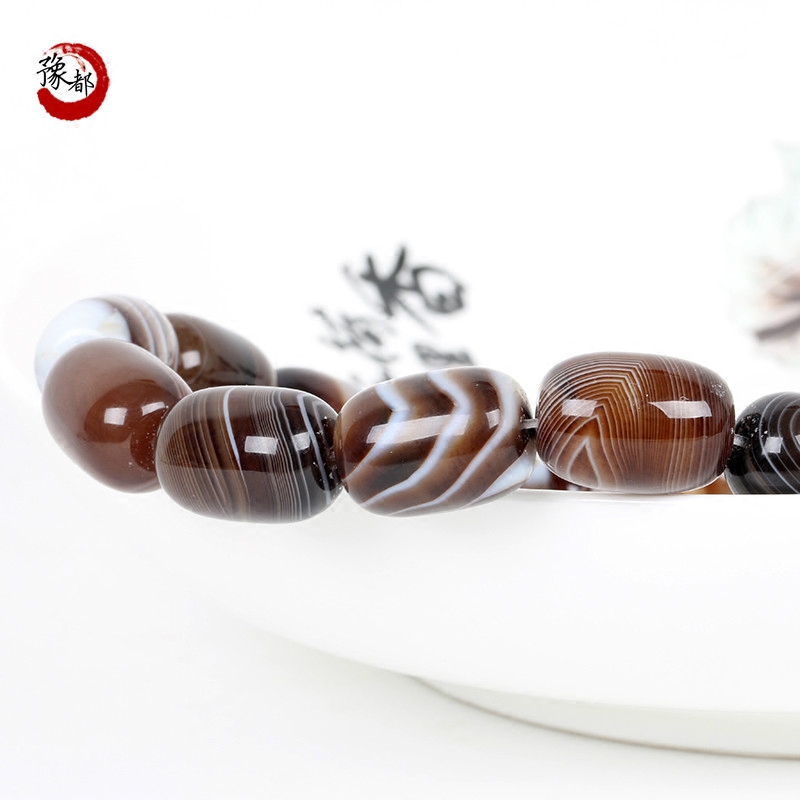 豫都咖啡条纹玛瑙桶珠缠丝玛瑙路路通隔珠手链项链佛珠腰珠顶珠 - 图2