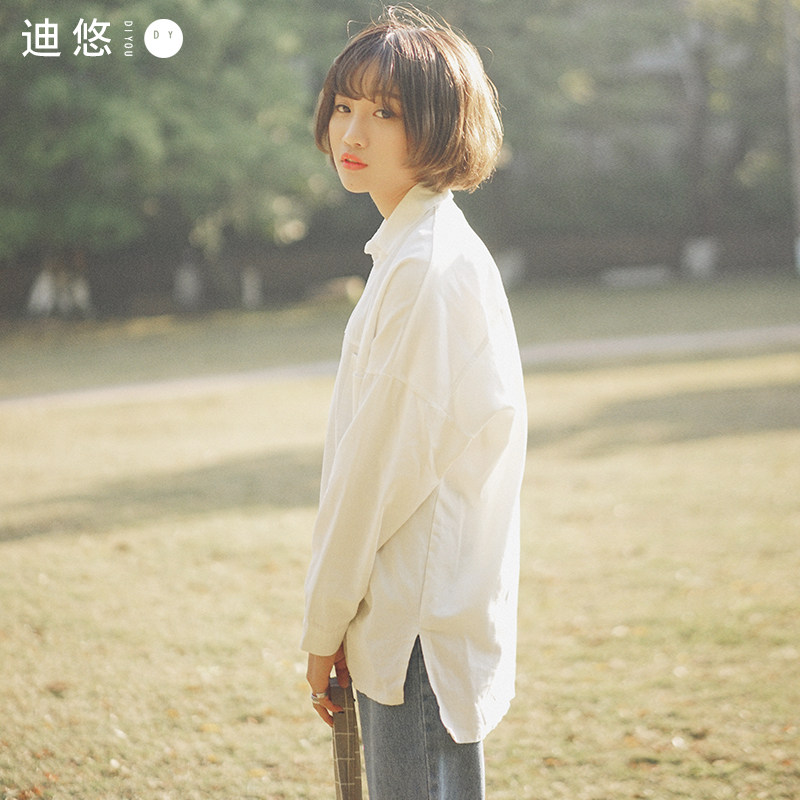 女设计感小众盐系长袖chic风白衬衫 迪悠衬衫