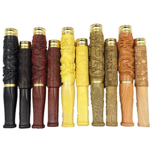 实木烟嘴过滤器循环型可清洗健康烟具黑檀木质雕刻龙送父亲节礼物 - 图3