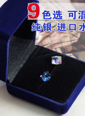 潮男单只耳钉水晶创意