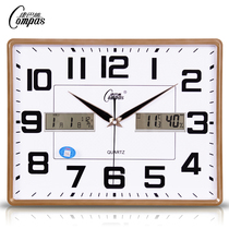 Conbassilk Humiture Wall-mounted Bell Living Room Bedroom Office Clock Silent Calendar Perpetual Calendar Grand quartz Clock