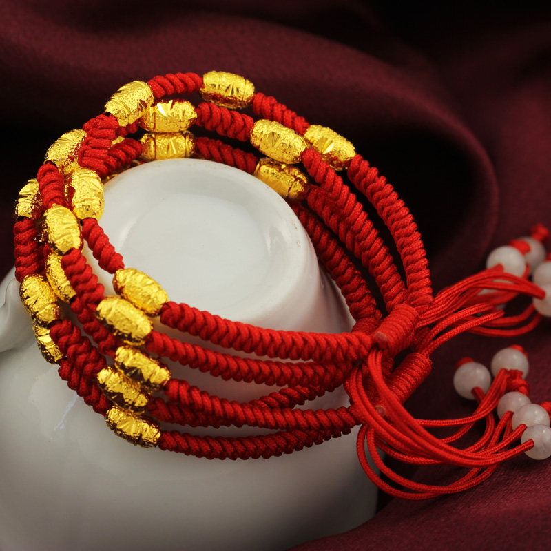 右米五珠镀手链本命年路路通手串 右米手链