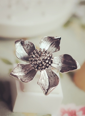 【亦许家】韩国欧美时尚复古做旧夸张个性立体大花朵女食指