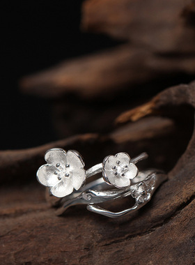 原创纯银复古风开口手工戒指环