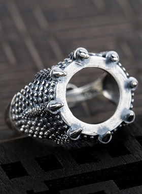 925银开口虎爪男式diy戒指空托
