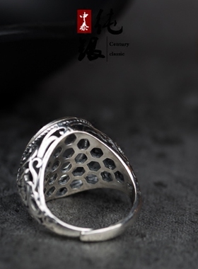 纯银做旧时尚个性风仿古戒指托