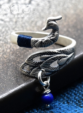 原创正品戒指女时尚diy孔雀手工