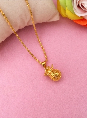 新款沙金仿真叶子结婚不掉色项链