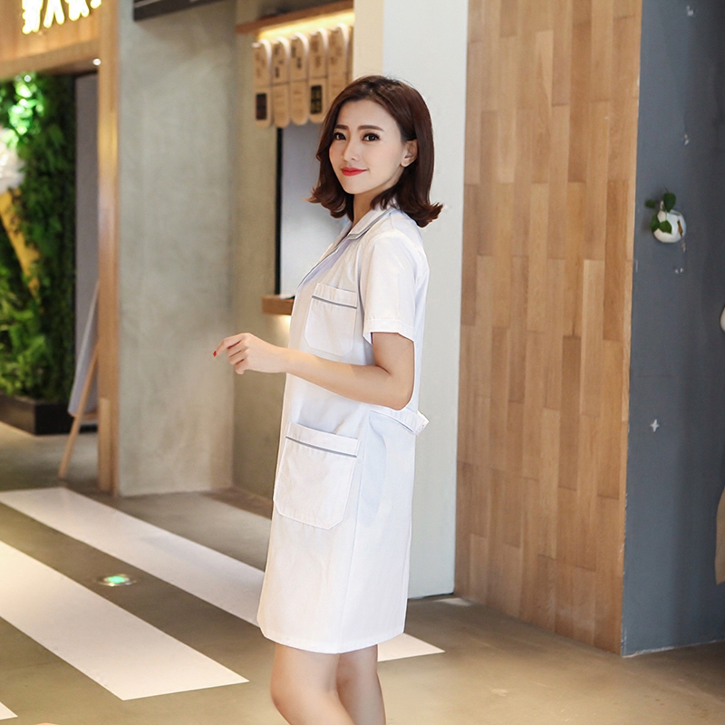 贝缇奴韩版短袖修身女美容院白大褂 贝缇奴医护制服