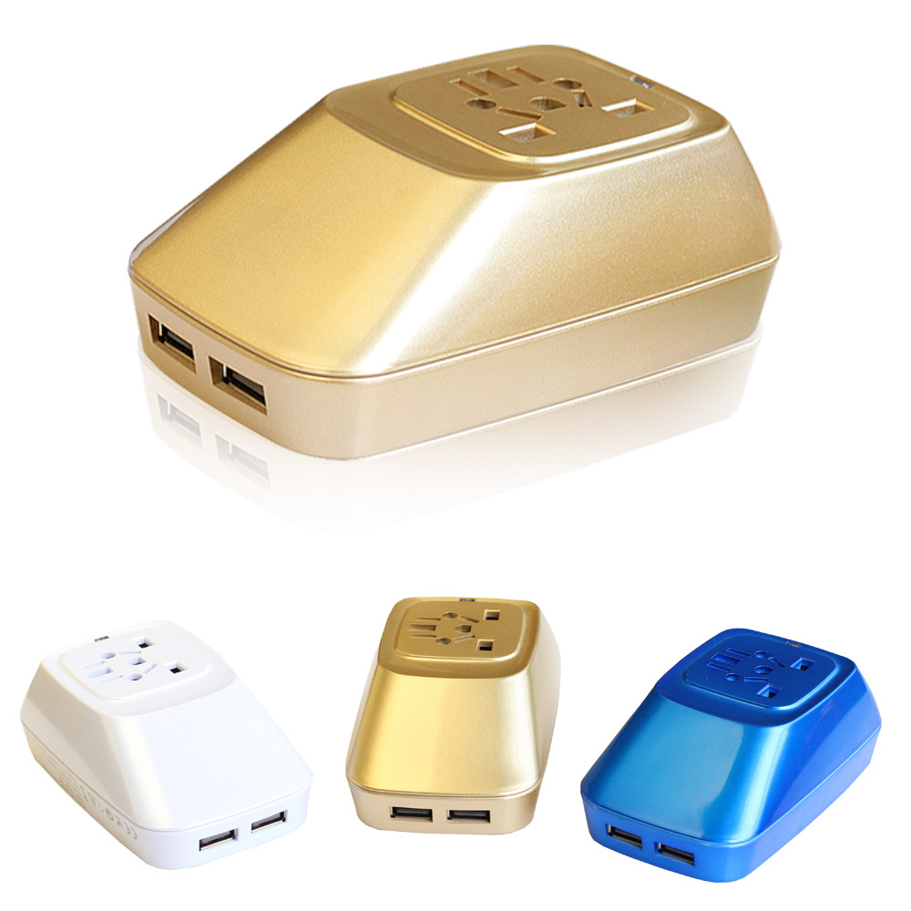 旅遊國際歐標 通用多功能轉換插頭 usb多用充電轉換器 插座 金