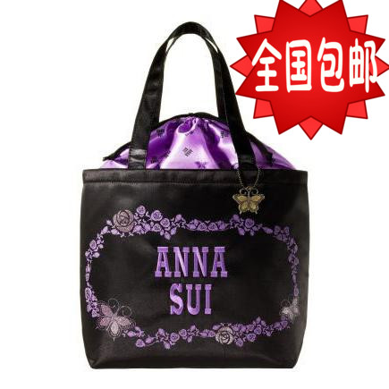包郵新款熱氣雜誌款經典款刺繡LOGO黑色單肩包抽拉繩袋購物袋可批