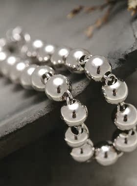 纯正925纯银珠珠手串加粗银饰