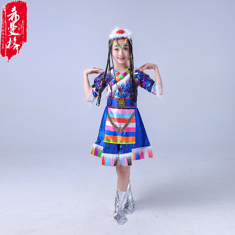 新款儿童藏族舞蹈服装水袖舞蹈服 seemage希曼格民族服装/舞台装