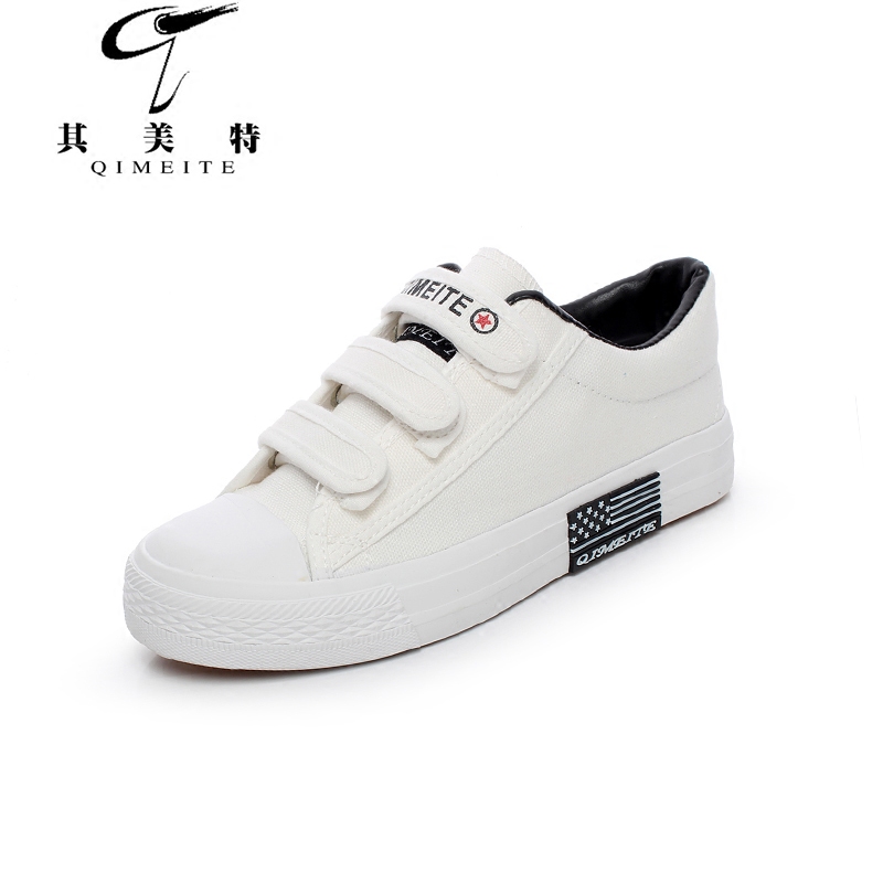 倾馨鞋类专营店年秋季新款百搭休闲小白帆布鞋女鞋魔术贴板鞋布鞋ins潮鞋子0