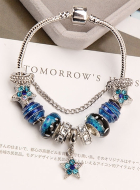 韩国东大门diy珠子格女璀璨蓝色