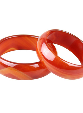 泰山福缘阁天然红玛瑙手镯 手环 加宽加厚女款 送朋友礼品