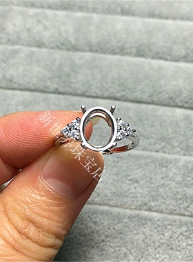 现货s925纯银戒指空托简单四爪