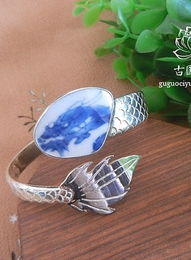 纯银康熙龙纹纯手工大气孤品手镯