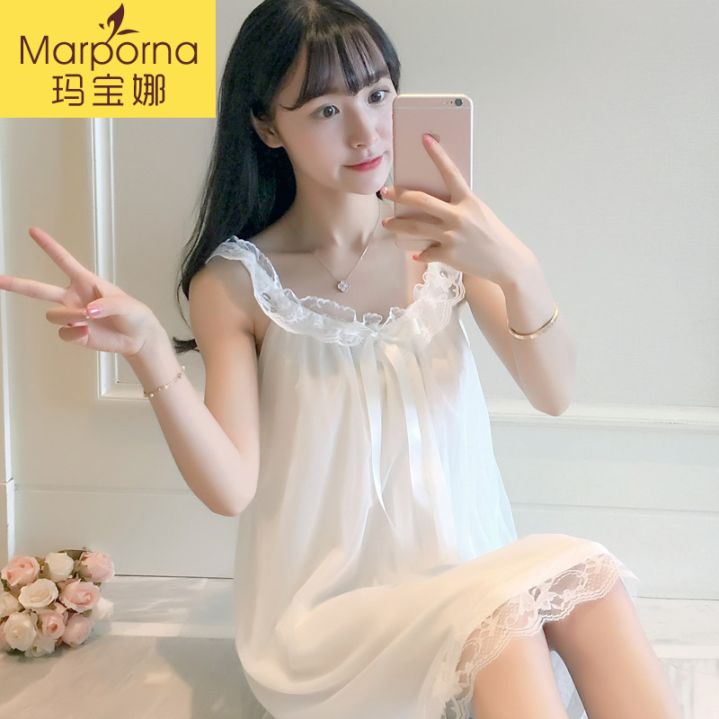夏季纯棉睡裙甜美性感带胸垫吊带裙 玛宝娜睡裙