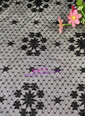 包邮弹力蕾丝服装面料镂空布料 绣花手工DIY连衣裙性感透视打底衫