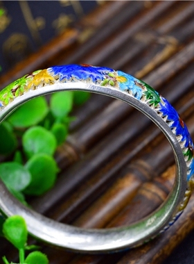 镂空雕花非遗风纯银手镯送长辈