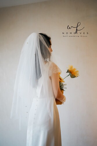 【情愫】Nomeives新款简约气质轻婚纱高贵优雅出门纱户外婚纱旅拍 - 图3