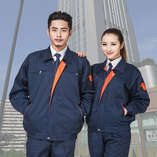 春秋双层长袖工作服套装劳保服男女纯棉加厚移动电信工程服免绣字 - 图3