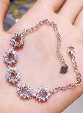 纯银玫瑰金成品主石手链