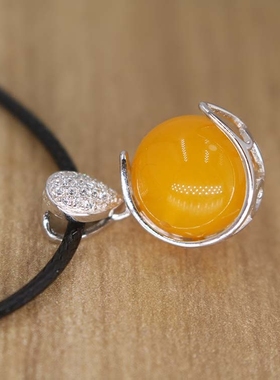 转运珠纯银项链镶嵌吊坠