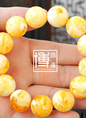 琥珀天然蜜蜡佛珠手链