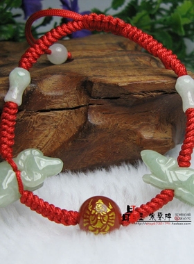 属鼠人用玉鼠牛六合手机链钥匙扣红绳手链