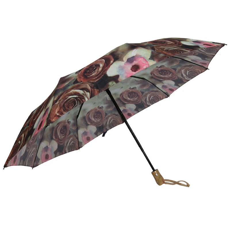 Qiutong彩色全版全自动伞自开收晴雨伞三折伞太阳伞折叠创意雨伞 - 图3