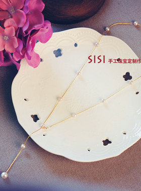 新品天然淡水珍珠项链不掉色包金