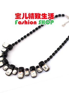 韩国饰品新年礼物方块水晶项链