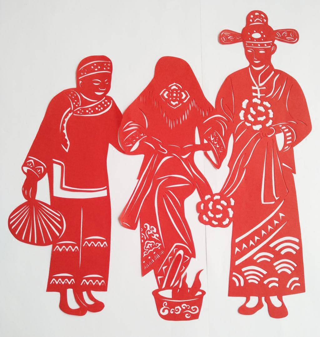 结婚系列剪纸抬花轿跨火盆拜堂揭红盖头婚庆窗花贴纸剪画门玻璃贴