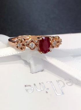 美饰银镶尺寸4*6mm红宝石戒指
