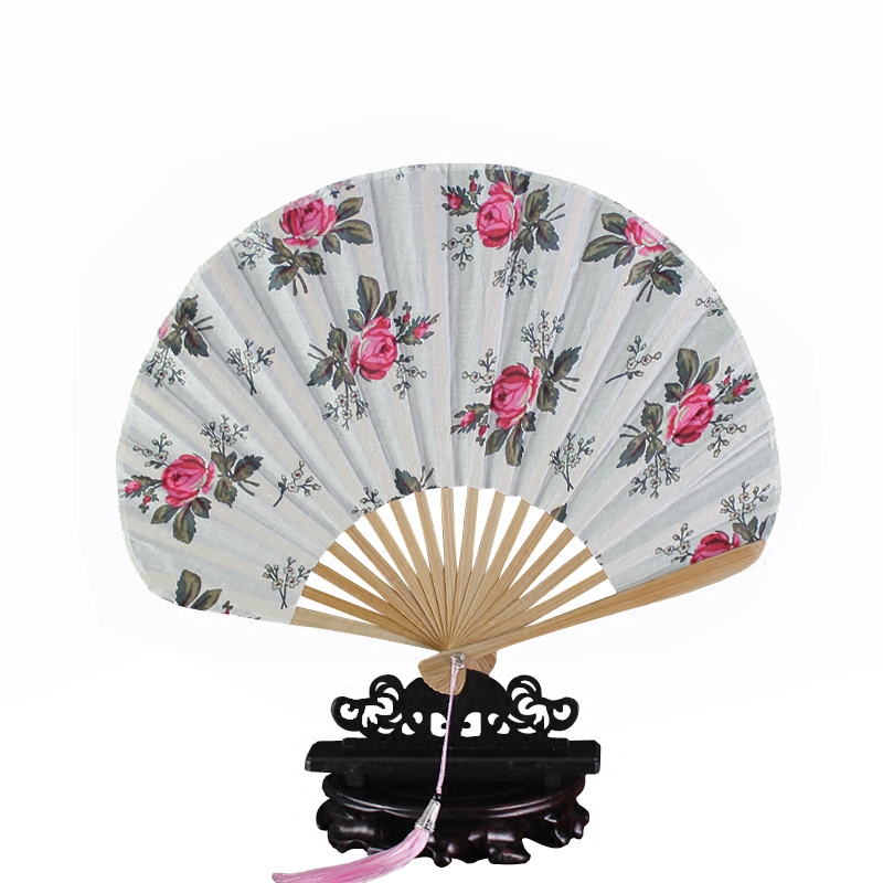 木木夕扇子折扇贝壳扇半圆形刀扇女扇子葵形棉布折叠工艺扇小竹扇 木木夕工艺扇 淘优券