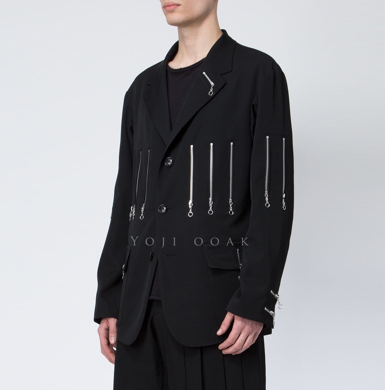YOJI OOAK ZIPPER WOOL SUIT鎷夐摼瑗挎湇澶栧澶瑰厠鏃ユ湰灏忎紬璁捐甯堟満杞