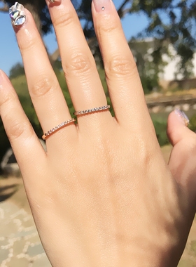 日韩玫瑰金微群镶碎钻关节戒指