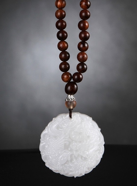 简约天然白玉吊坠项链民族风挂件