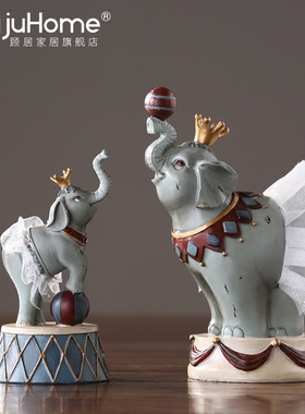 美式复古马戏团动物客厅电视柜